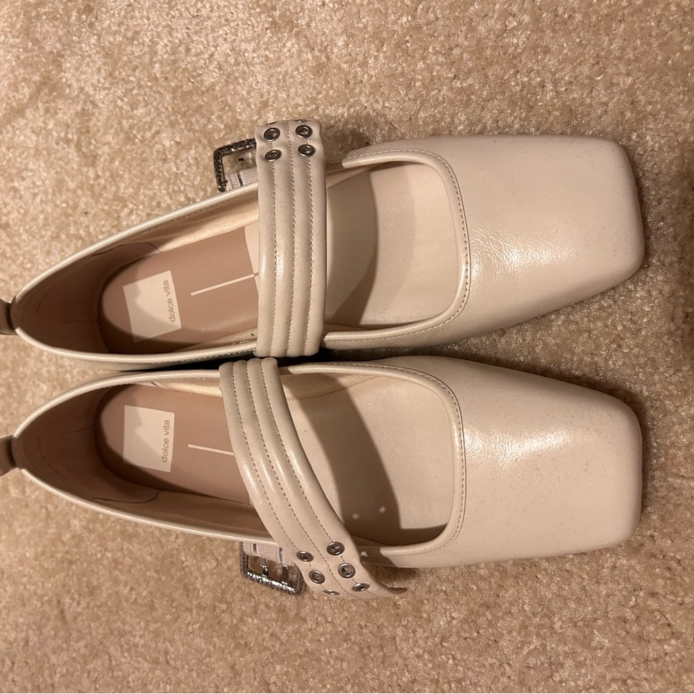 Dolce Vita Cream Flats with Studded Straps